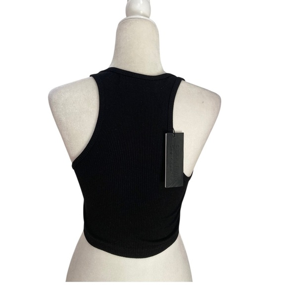 SPRWMN Crop Racer Back Tank Sleeveless Top NWT Black - Picture 6 of 6